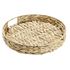 Plateau rond naturel en jacinthe tressée Ø35xH5cm