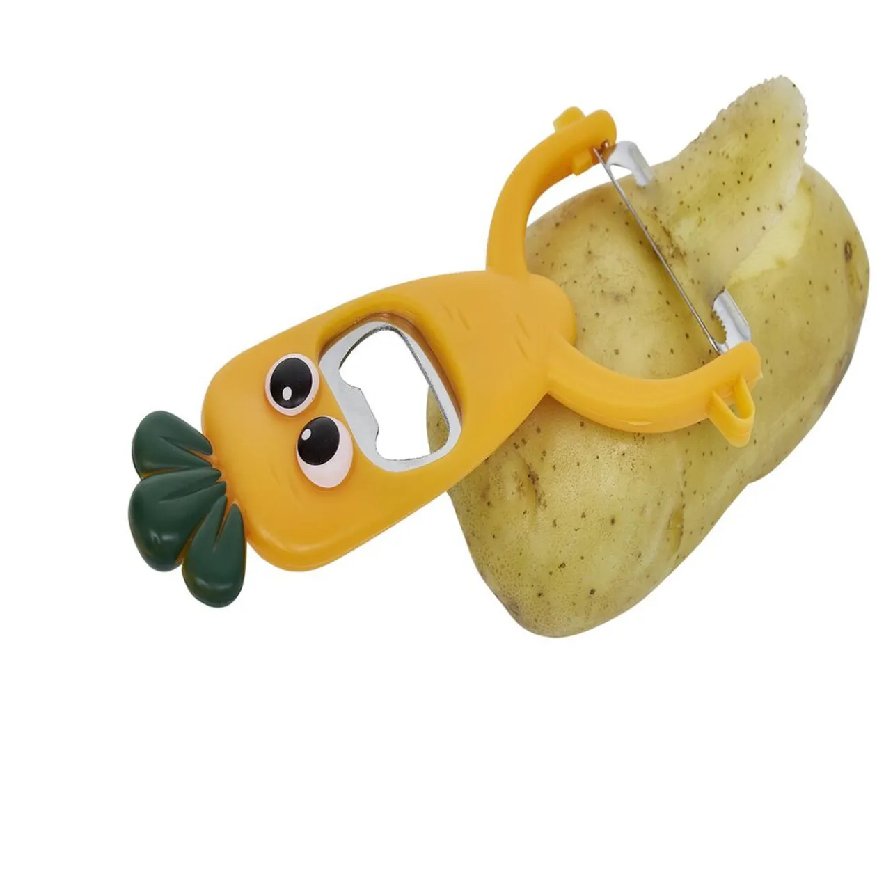 Éplucheur décapsuleur forme carotte orange L13,5cm