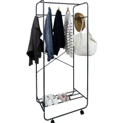 Portant à roulettes avec patères latérales 72x45xH.170 cm