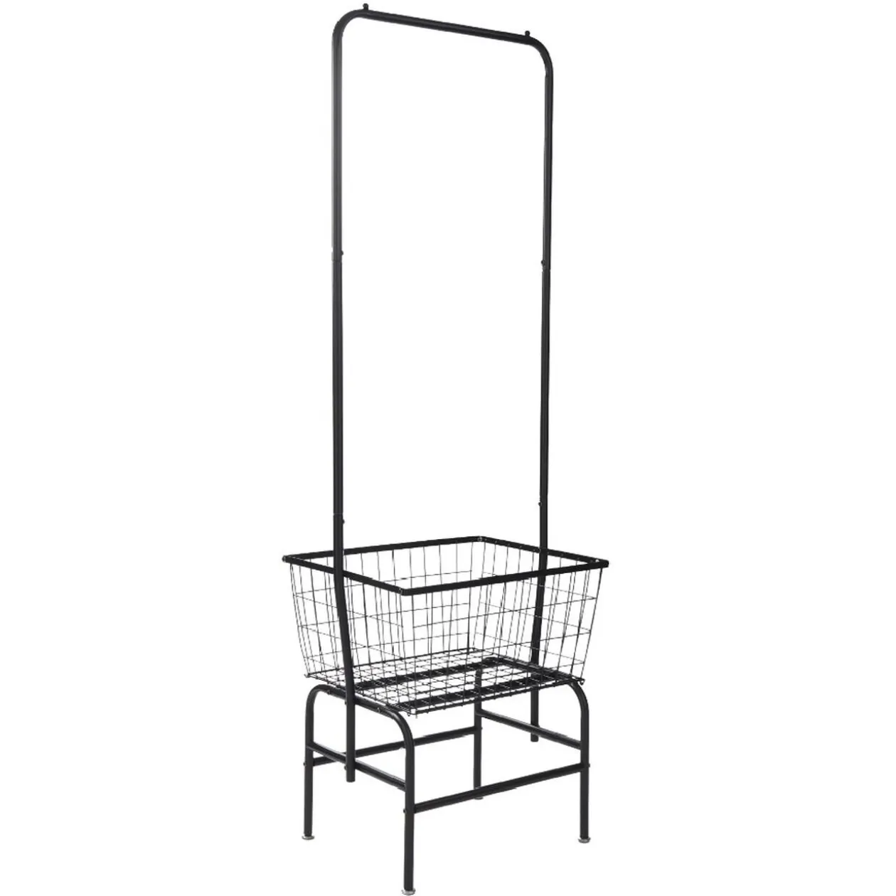 Portant à vêtements avec panier de rangement métal noir