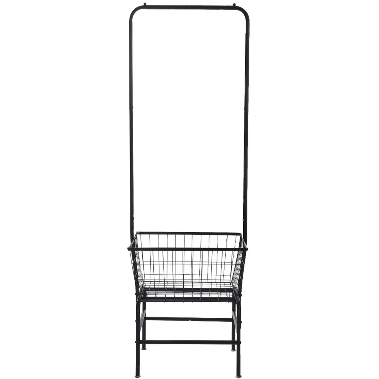 Portant à vêtements avec panier de rangement métal noir