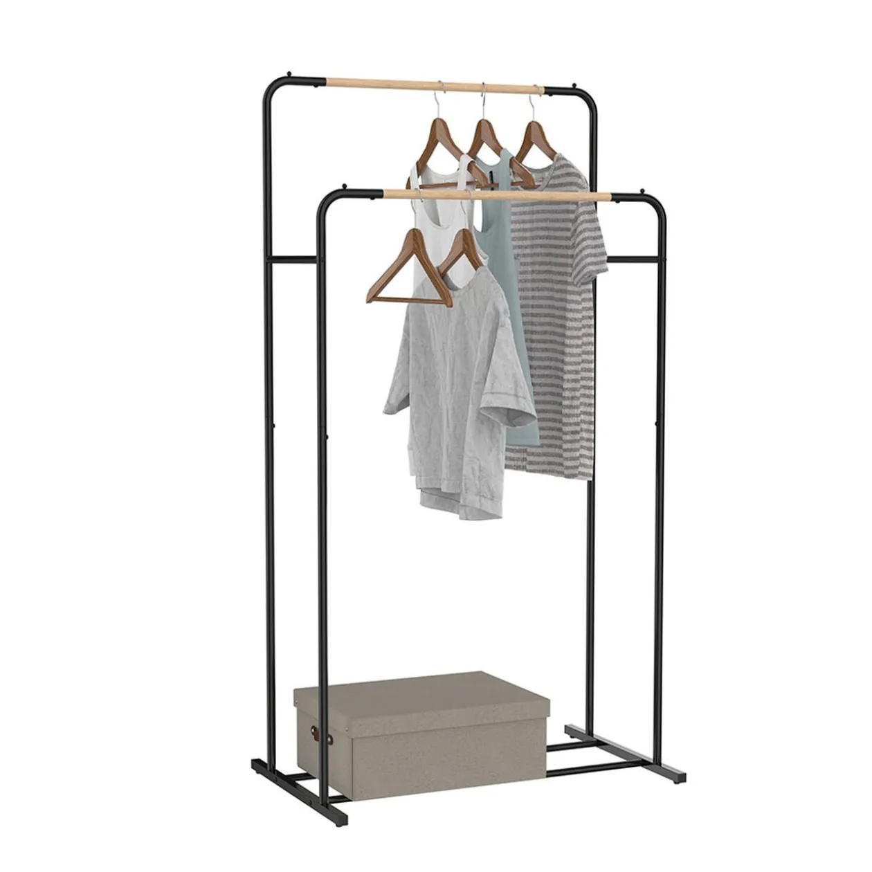 Portant double métal noir L70xl50xH50cm