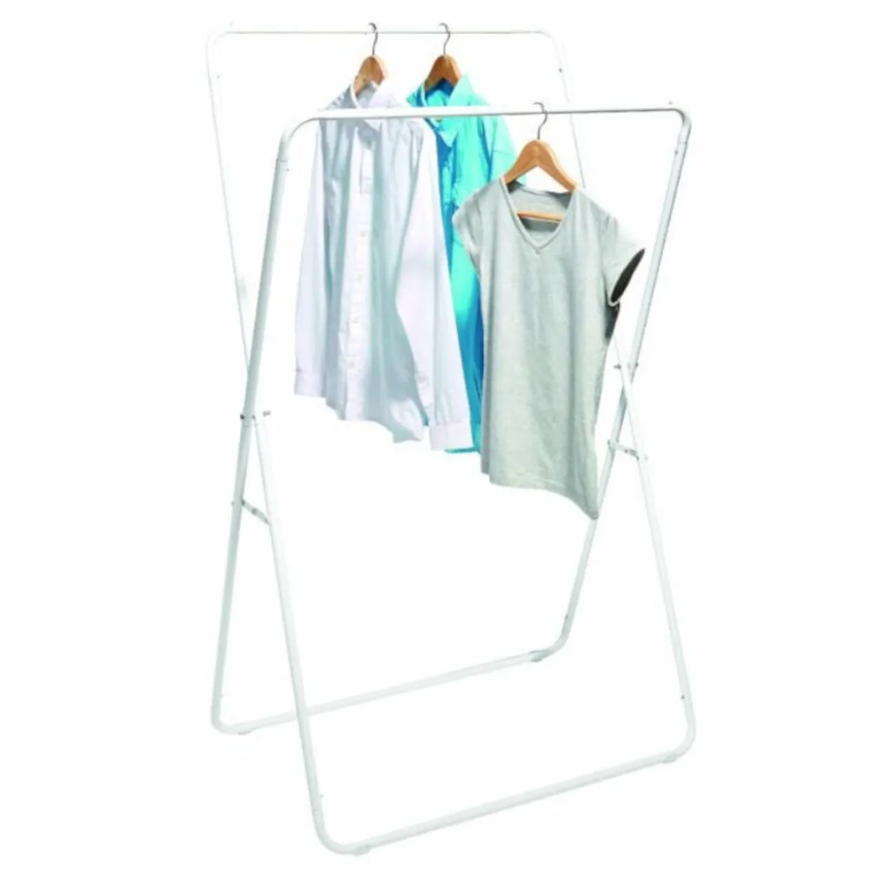 Portant vêtement double pliable blanc