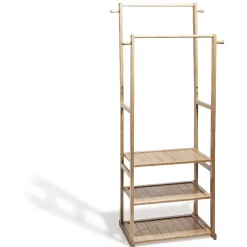 Portant vêtements double bambou