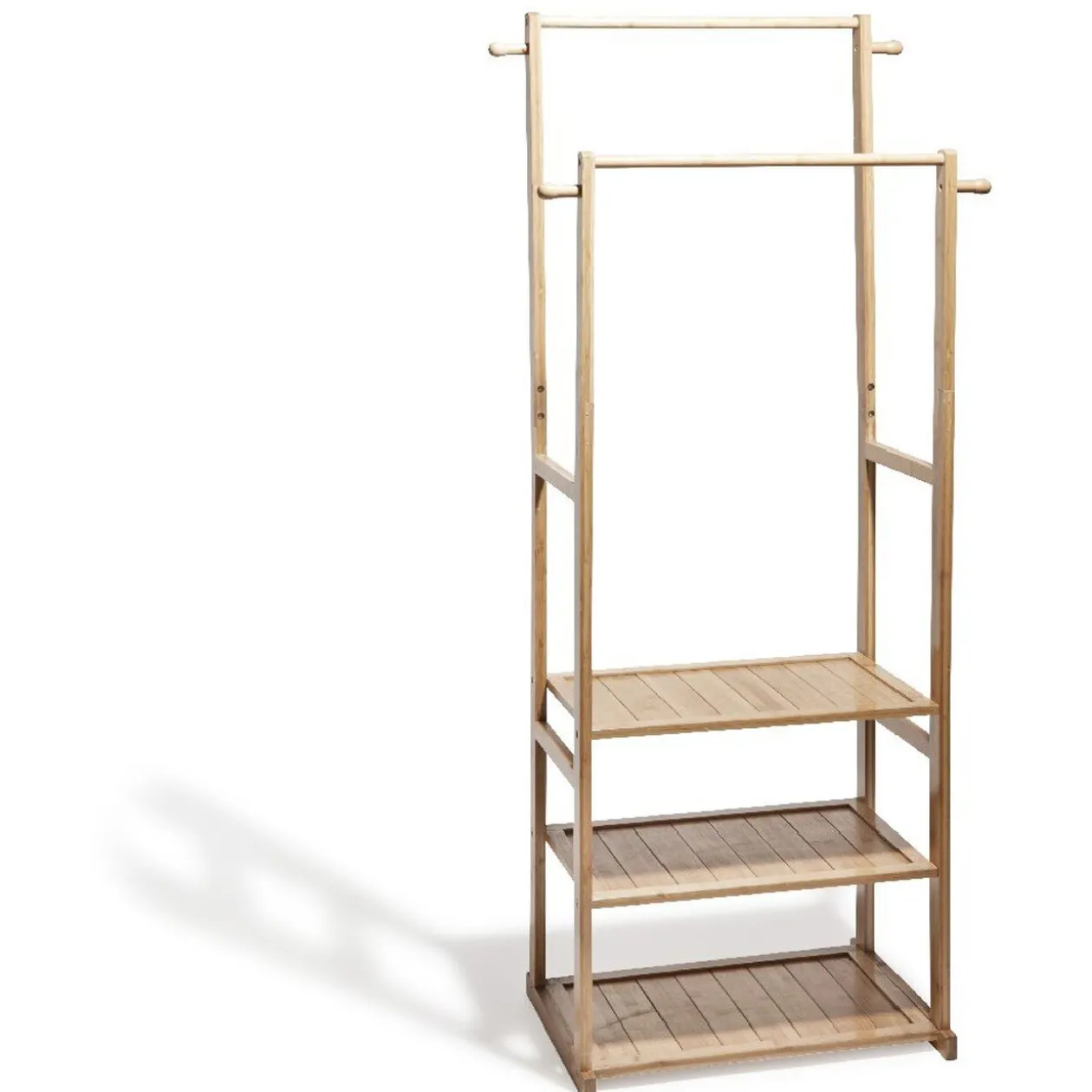 Portant vêtements double bambou