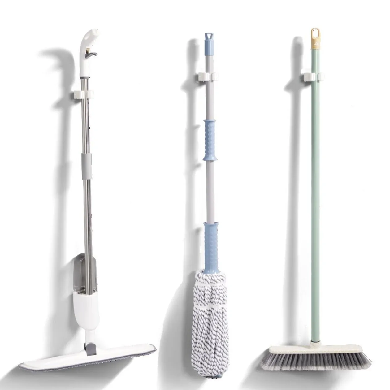 Porte balai adhésif plastique