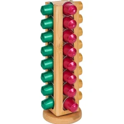 Porte capsules rotatif en bambou Ø10xH29cm