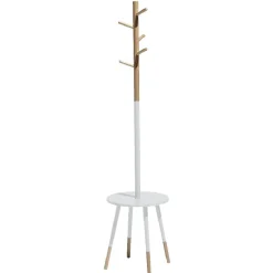 Porte manteau blanc et bois nature
