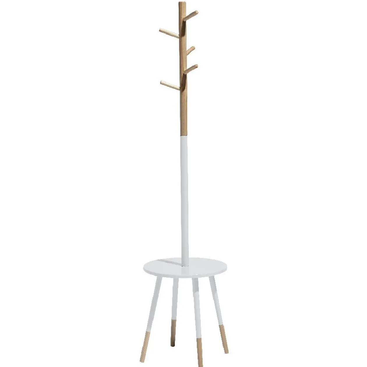 Porte manteau blanc et bois nature