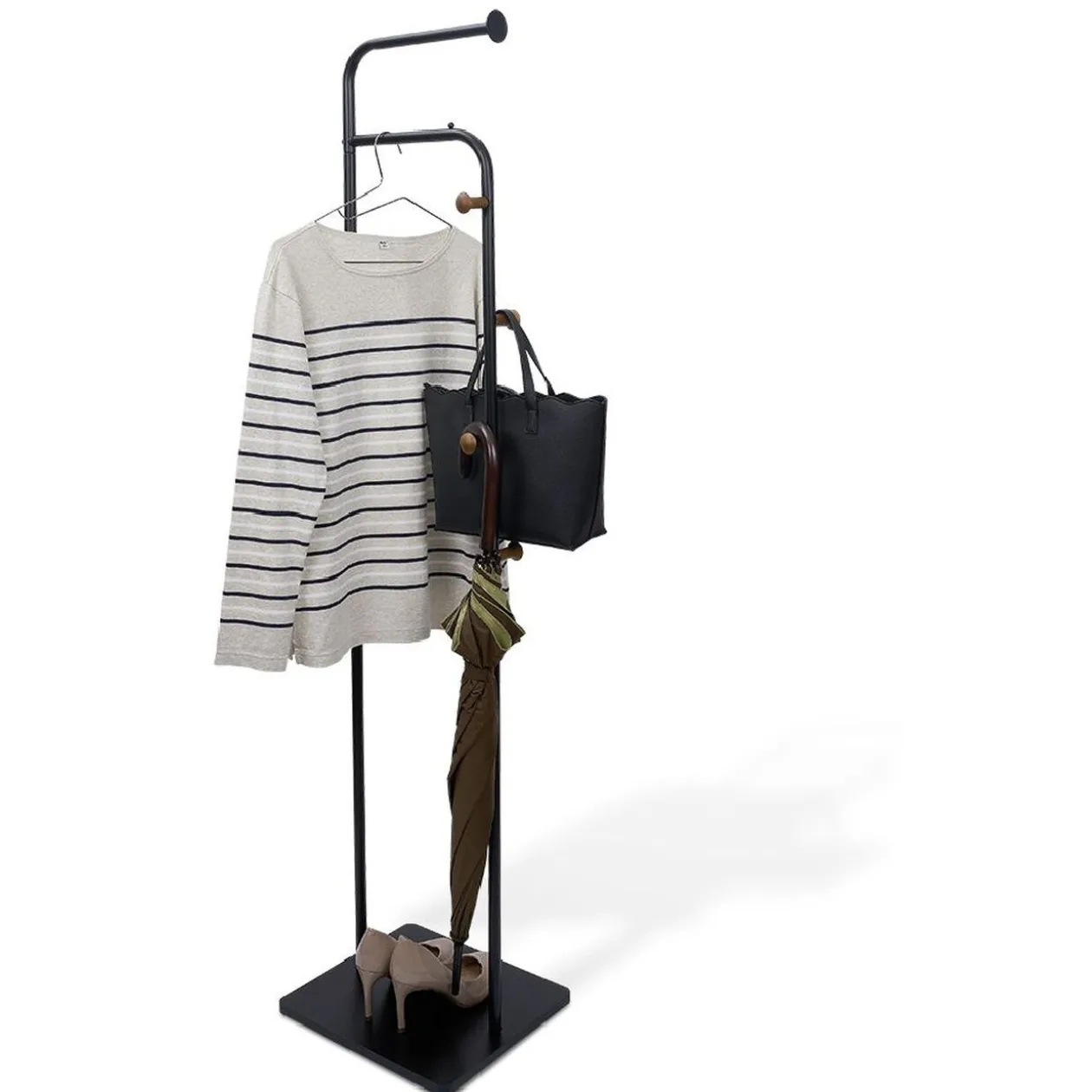 Porte manteau en métal noir base carrée