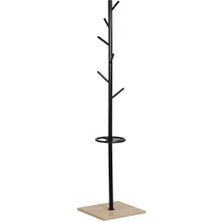 Porte manteaux en métal noir et socle en bois WILLIAM