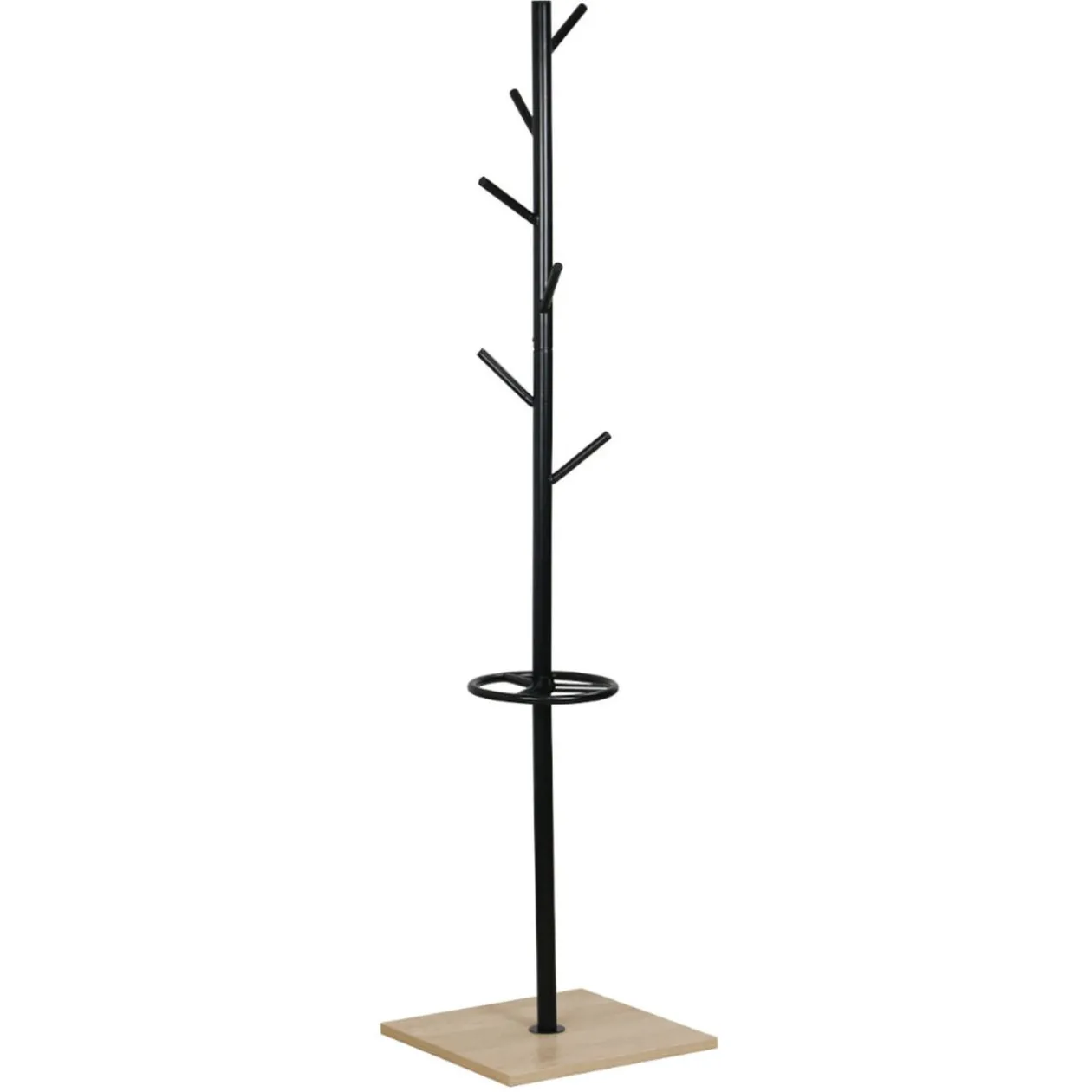 Porte manteaux en métal noir et socle en bois WILLIAM