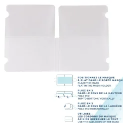 Porte masque pliable format de poche blanc transparent
