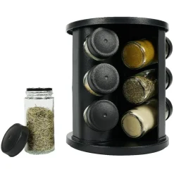 Porte épice rotatif avec 9 pots métal Ø17xH20cm
