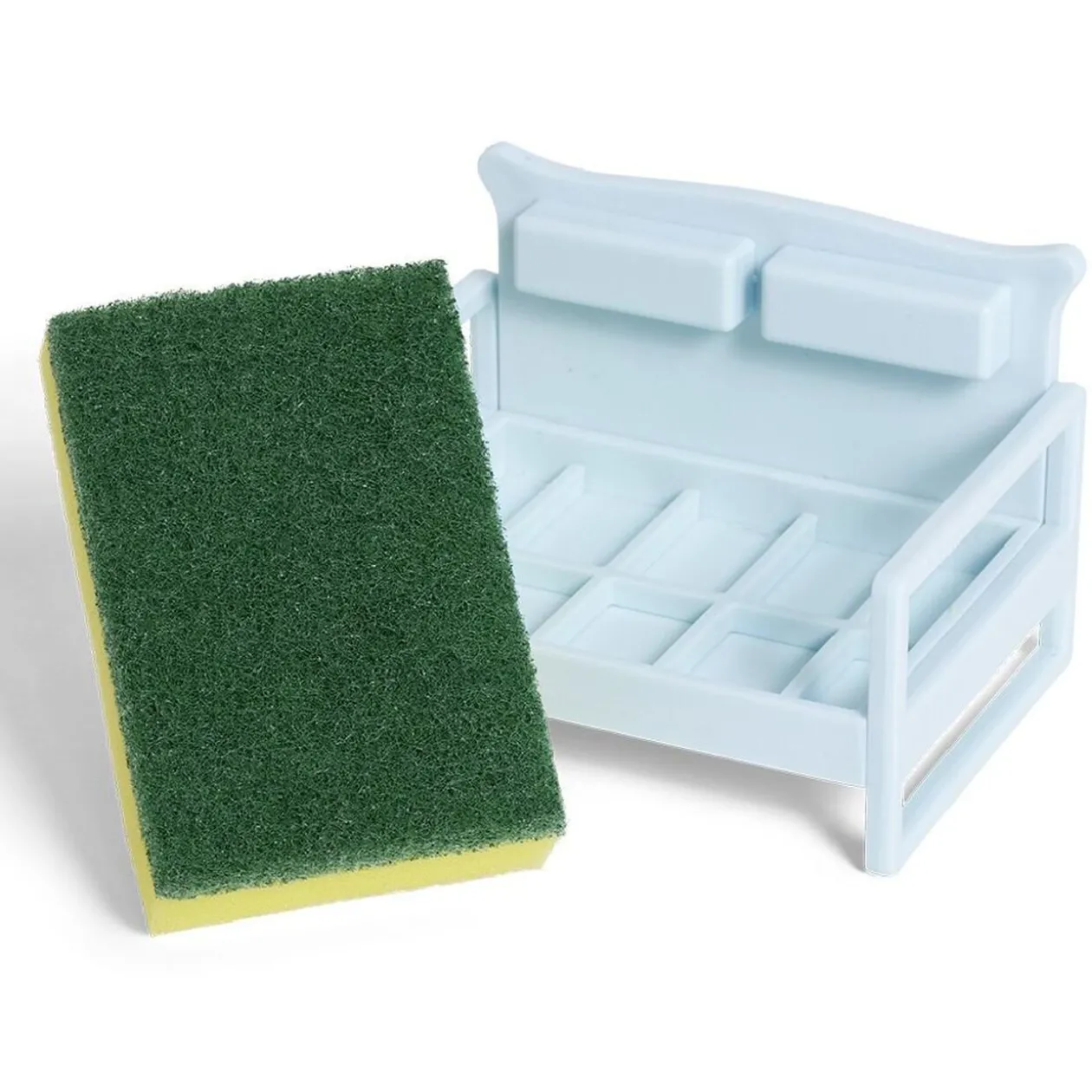 Porte éponge forme canapé bleu ou marron