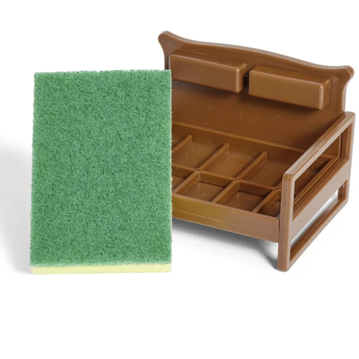 Porte éponge forme canapé bleu ou marron