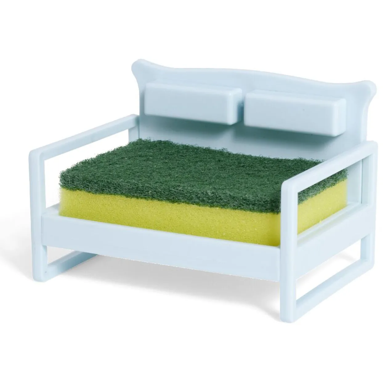 Porte éponge forme canapé bleu ou marron