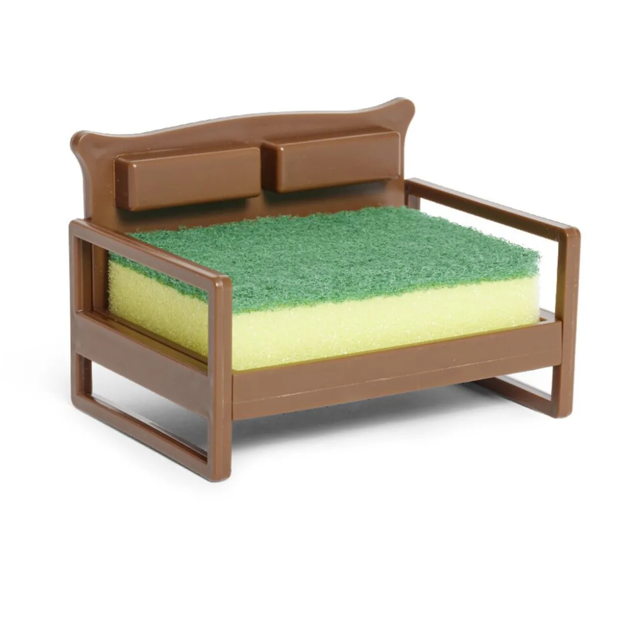 Porte éponge forme canapé bleu ou marron