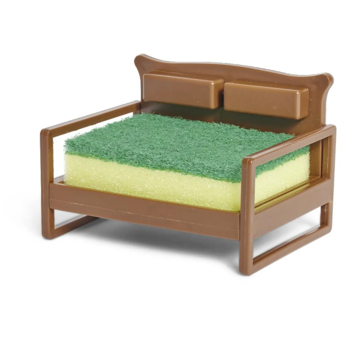 Porte éponge forme canapé bleu ou marron