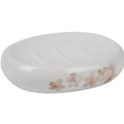 Porte savon blanc design fleur cerisier rose