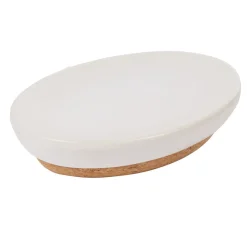 Porte savon céramique blanc avec fond liège