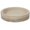 Porte savon rond ciment gravé beige