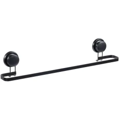 Porte serviette à ventouses métal noir L.60 cm
