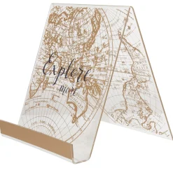 Porte tablette transparent imprimé globe doré