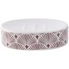 Porte-savon céramique motif vague japonaise blanc et rouge 13x8,5xH3cm