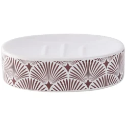 Porte-savon céramique motif vague japonaise blanc et rouge 13x8,5xH3cm