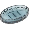 Porte-savon en verre effet cristallin bleu 12x8xH2,5cm