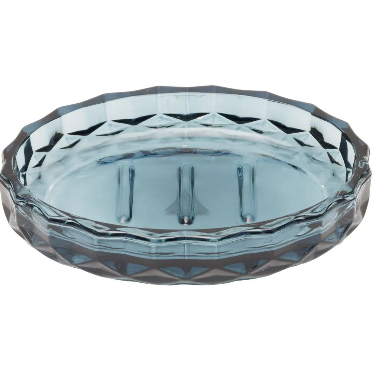 Porte-savon en verre effet cristallin bleu 12x8xH2,5cm