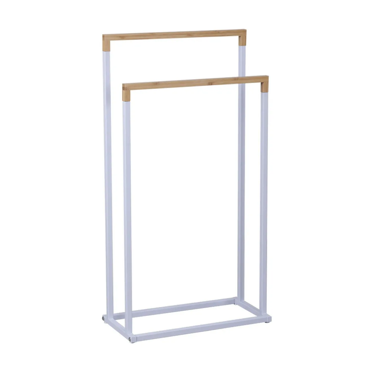 Porte-serviettes 2 niveaux blanc et naturel