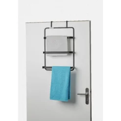 Porte-serviettes de porte acier noir