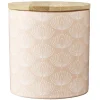Pot en céramique à motif rose avec couvercle en bois H10,5 cm