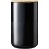 Pot en céramique noir avec couvercle en bois H16,5 cm