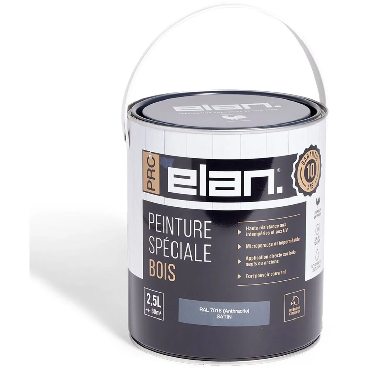 Pot peinture Elan bois int/ext gris anthracite 2,5L