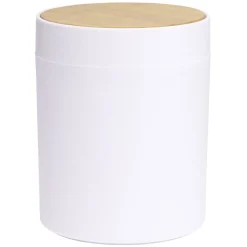 Poubelle à coton ronde métal blanc Ø13,7xH17,3cm 2,5L