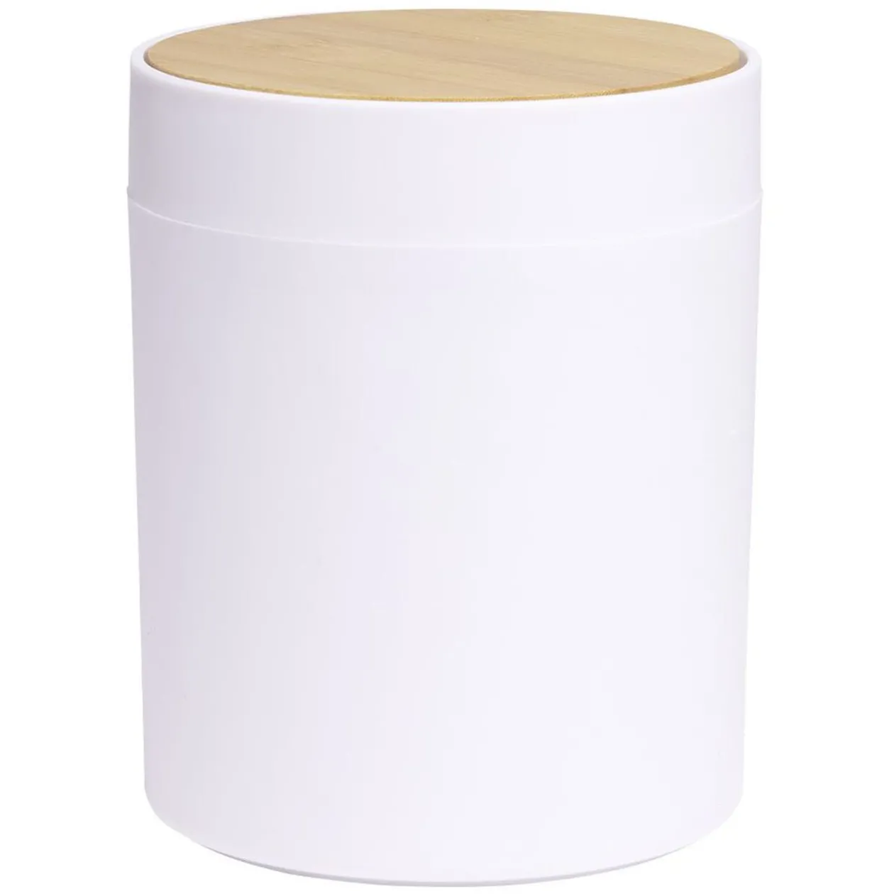 Poubelle à coton ronde métal blanc Ø13,7xH17,3cm 2,5L