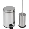 Poubelle 3 L et brosse WC gris chromé