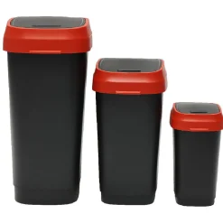 Poubelle 10 L rouge et noir