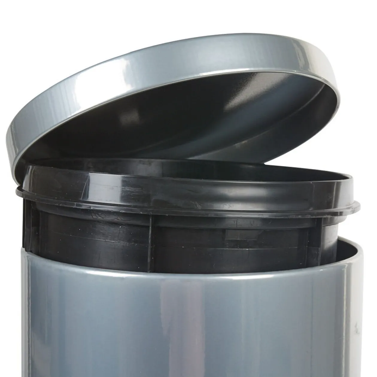 Poubelle à pédale 30 L antitrace grise