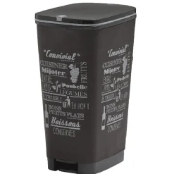 Poubelle à pédale 45 L grise avec inscriptions