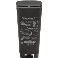 Poubelle à pédale 45 L grise avec inscriptions