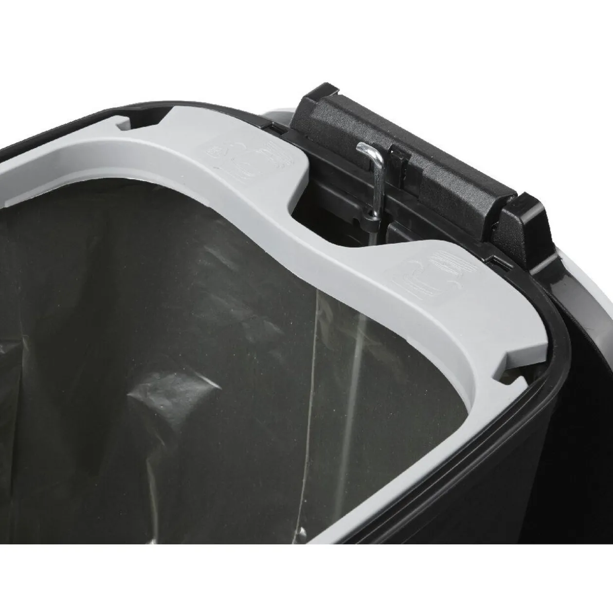 Poubelle à pédale 45 L grise avec inscriptions