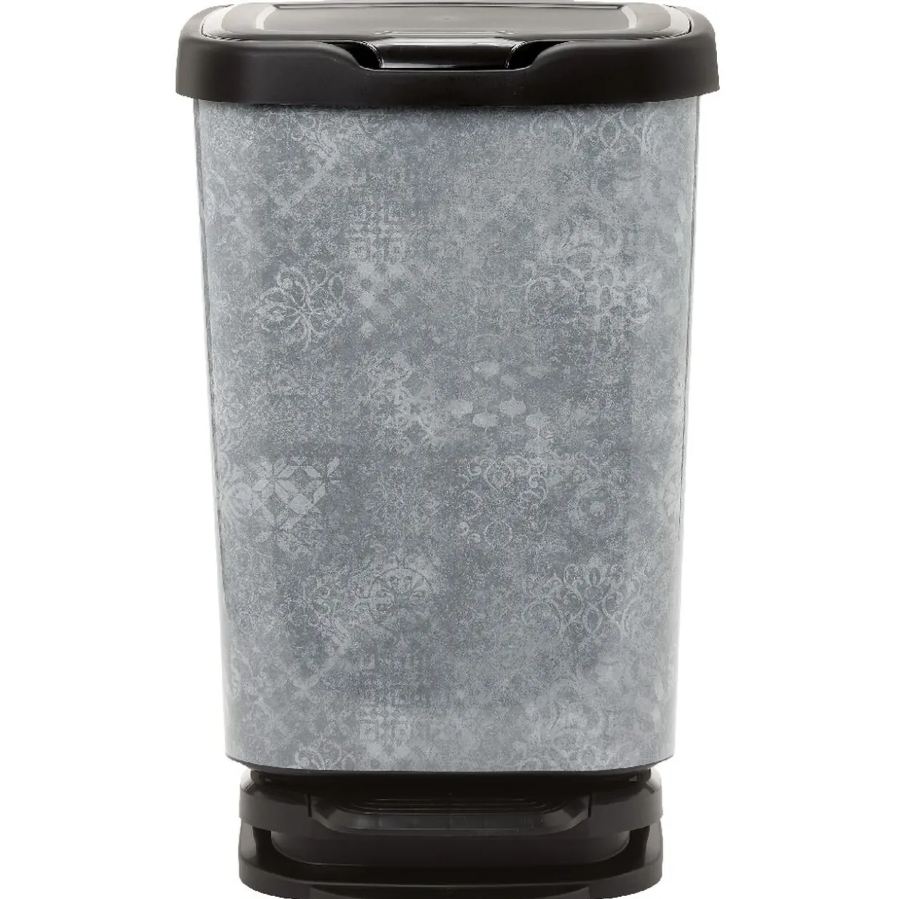 Poubelle à pédale design mosaïque grise et noire 40 L