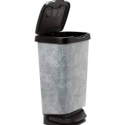 Poubelle à pédale design mosaïque grise et noire 40 L