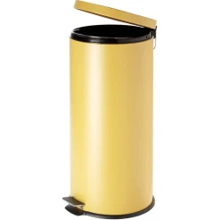 Poubelle à pédale en métal jaune 30L