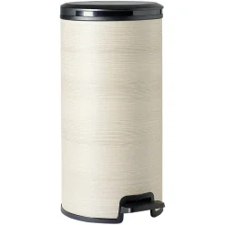 Poubelle à pédale en plastique imitation bois et noir 30 L