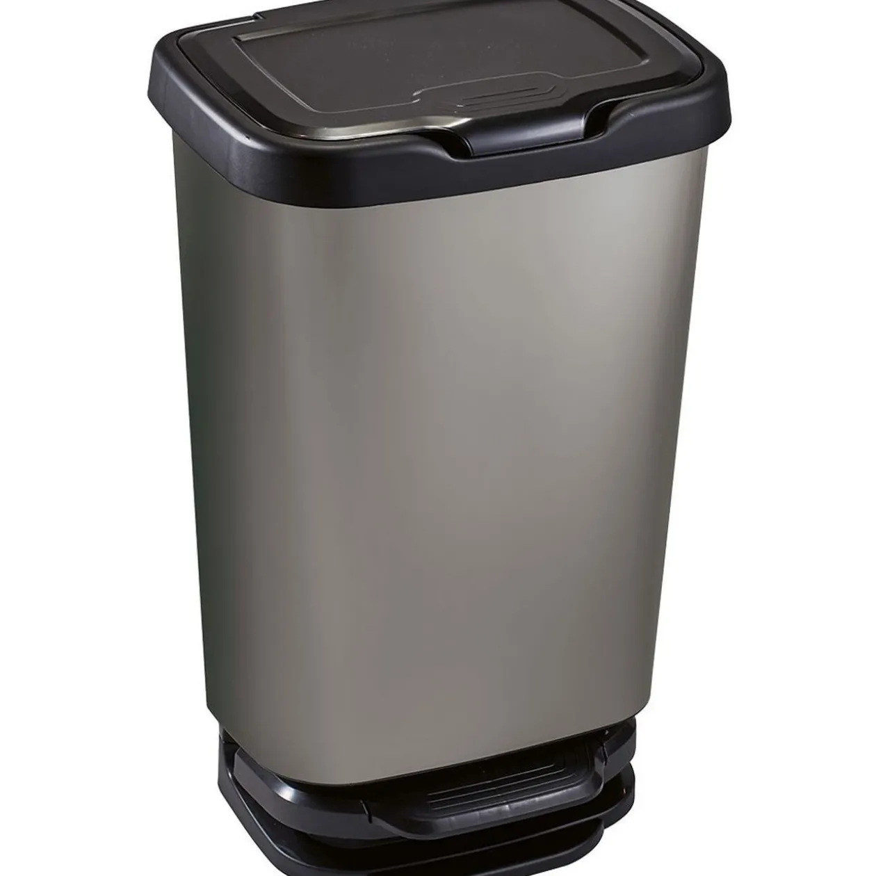 Poubelle à pédale 40L en plastique gris